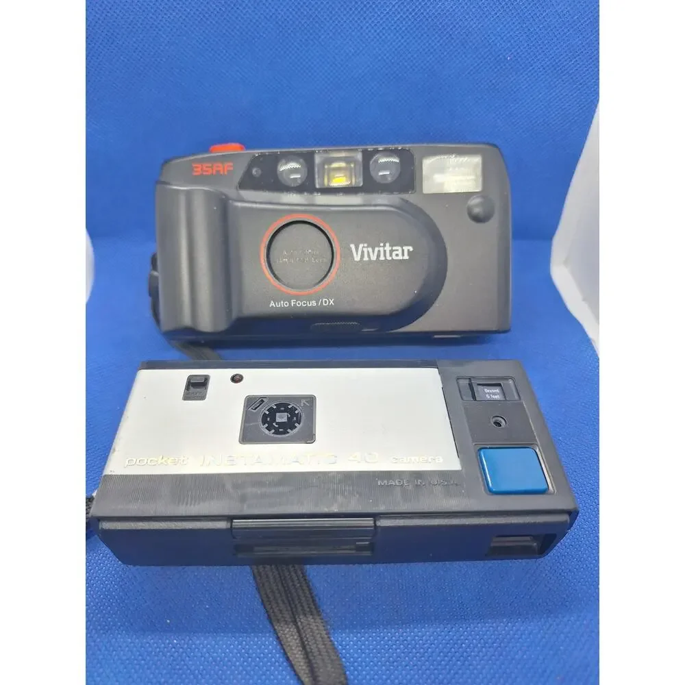 Vivitar 35AF Auto focus Vintage 35 mm Film Camera & Kodak Instamatic 40- Working